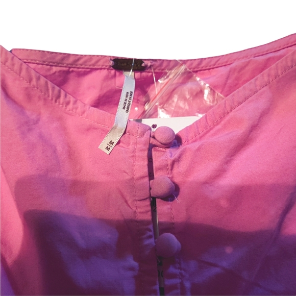 Free People Veronica Poplin Sweetheart Peplum Babydoll Puff Sleeve Blouse - Picture 10 of 15